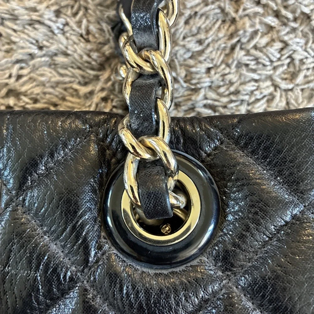 KATE SPADE NEW YORK GOLD COAST MARYANNE BLACK QUILTED LEATHER HANDBAG TOTE PURSE